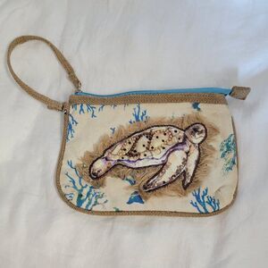 Sunbay Sea Turtle Purse fringe beaded handled Sun Bay strap Missy handbag EUC